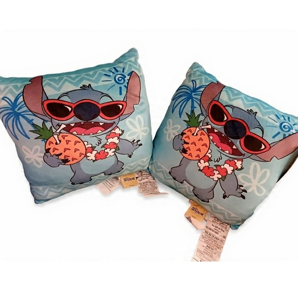 Disney Stitch Tropical Blue and Red Pillows